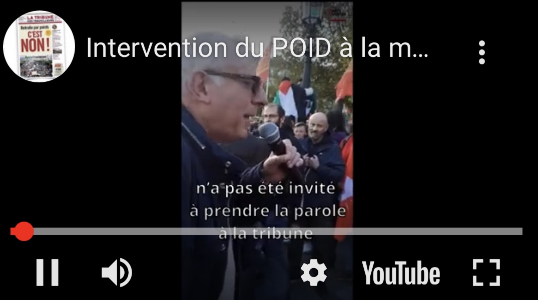 PALESTINE / L’intervention du POID à la manifestation du 22 octobre à Paris
